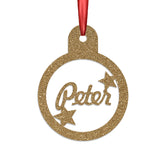 Personalised Christmas Bauble By KreateSquare 950 GSM Double Sided Glitter Xmas Tree Decoration Custom Name Baubles - Name Tag Design